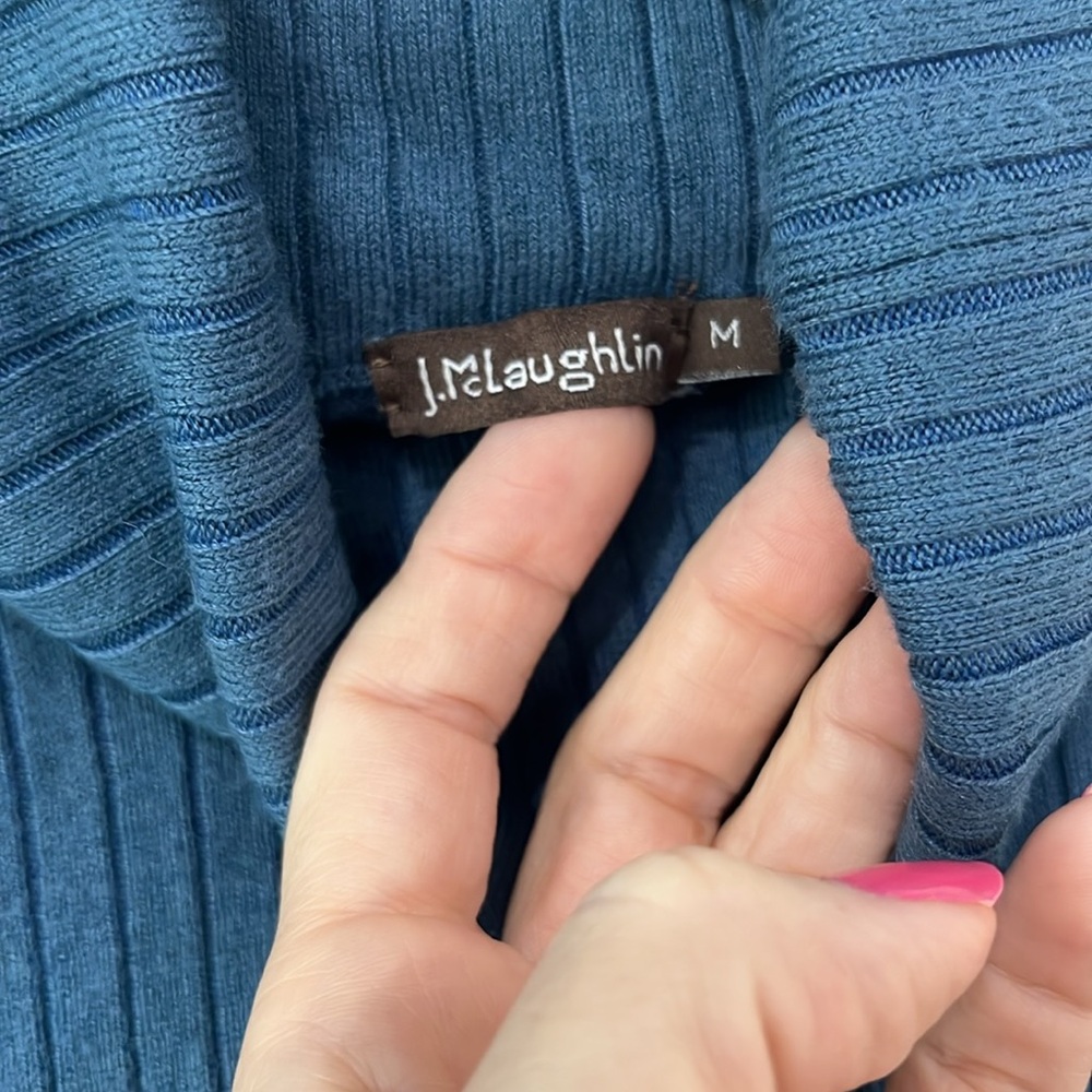 Ribbed Turtleneck Sweater in Blue - Picture 2 of 3